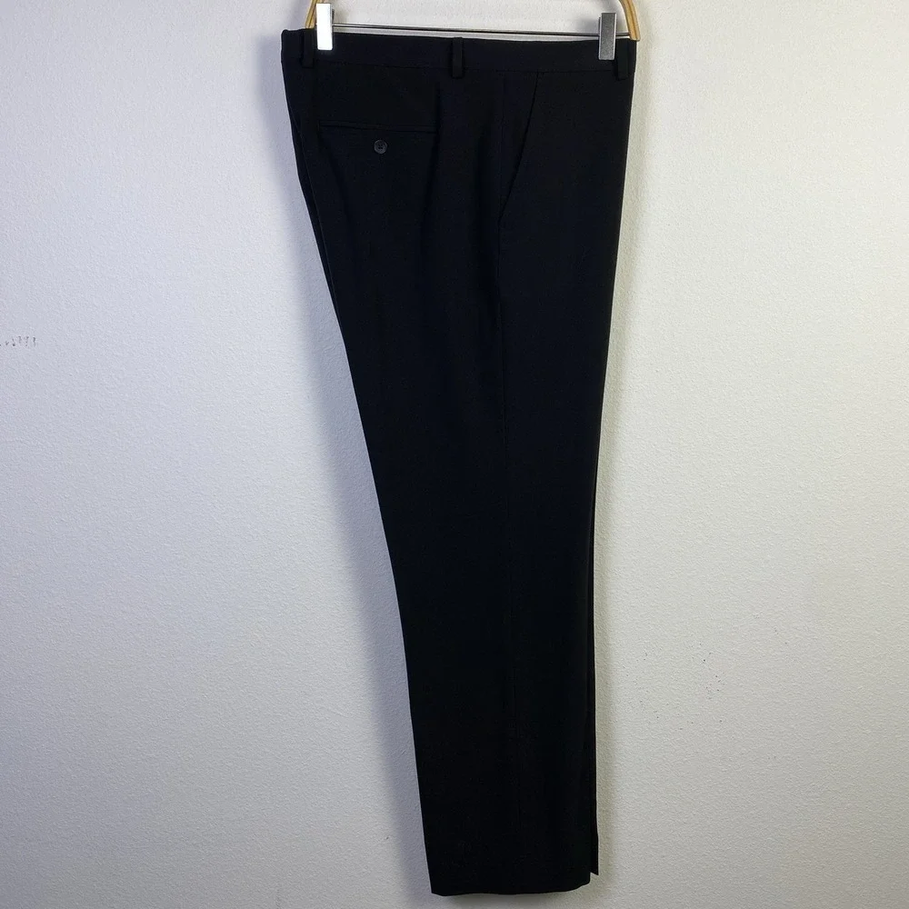 Calvin Klein Pants Men Black 36x30 Flat Front Straight Lightweight Slacks